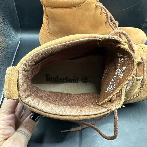 Timberland Boots Women 11 Leather Waterproof Brown Upper Black Sole Hiking - Picture 7 of 16